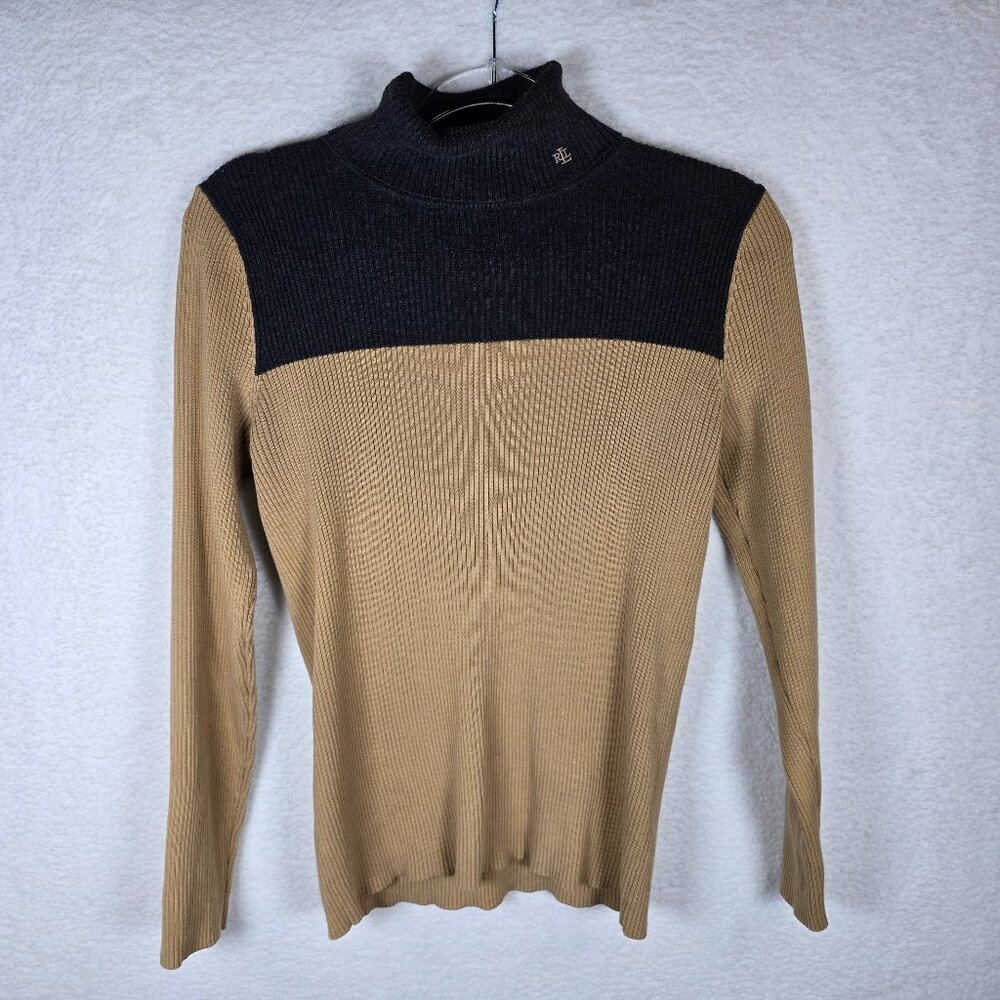 Lauren Ralph Lauren Women's Ribbed Turtleneck Size Medium Embroidered‎ Logo